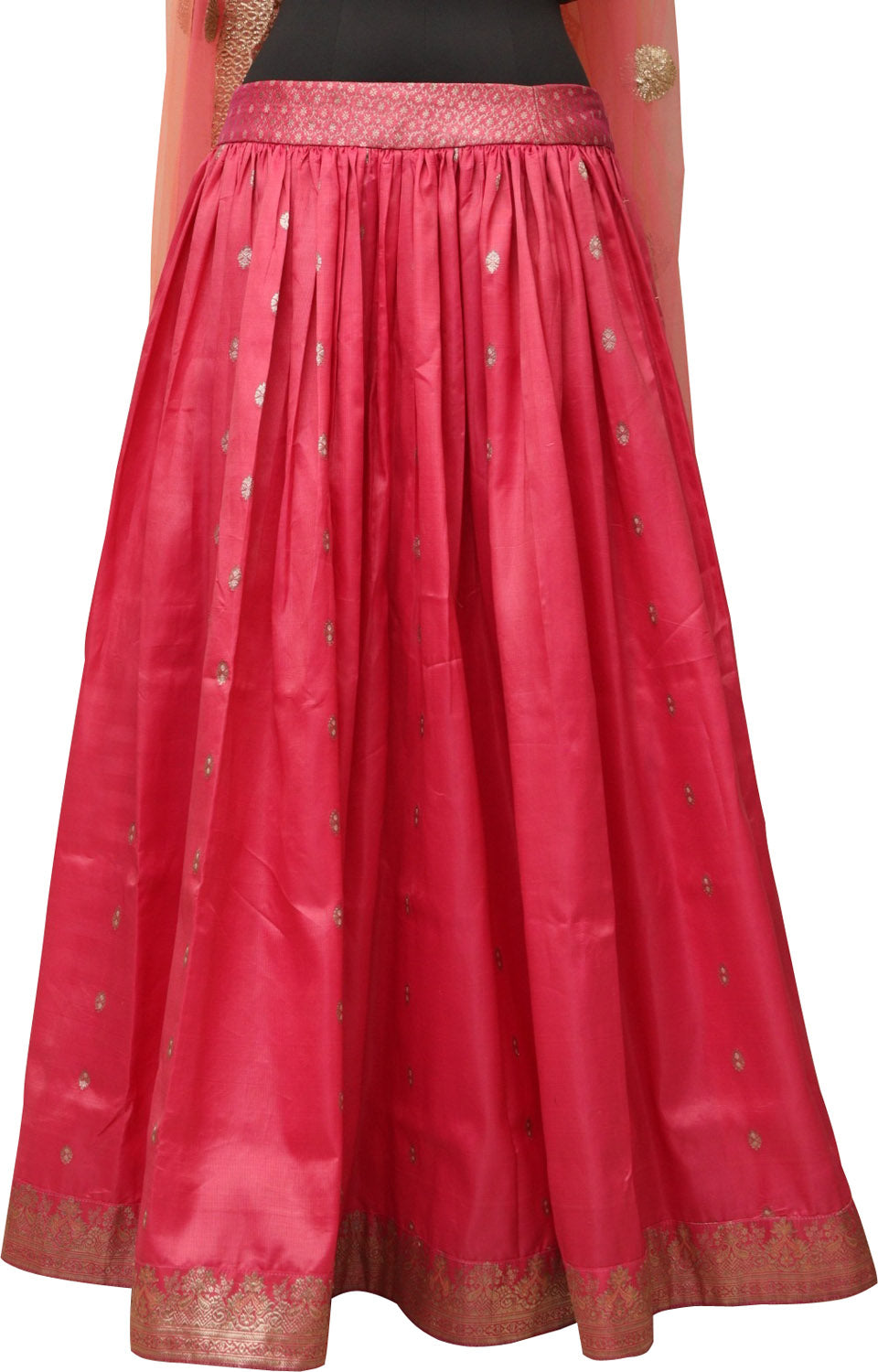 Pink Banarasi Vintage Silk Stitched Lehenga With Multicolor Digital Printed Tussar Silk Blouse - Luxurion World
