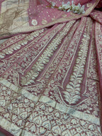 Pretty in Pink: Pink Banarasi Organza Silk Unstitched Lehenga Set - Luxurion World