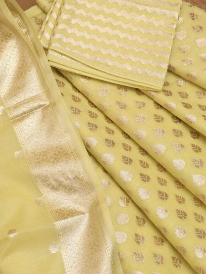 Yellow Banarasi Cotton Unstitched Lehenga Set - Luxurion World