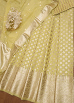 Yellow Banarasi Cotton Unstitched Lehenga Set - Luxurion World