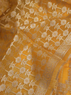 Yellow Handloom Banarasi Organza Silk Stitched Lehenga - Luxurion World