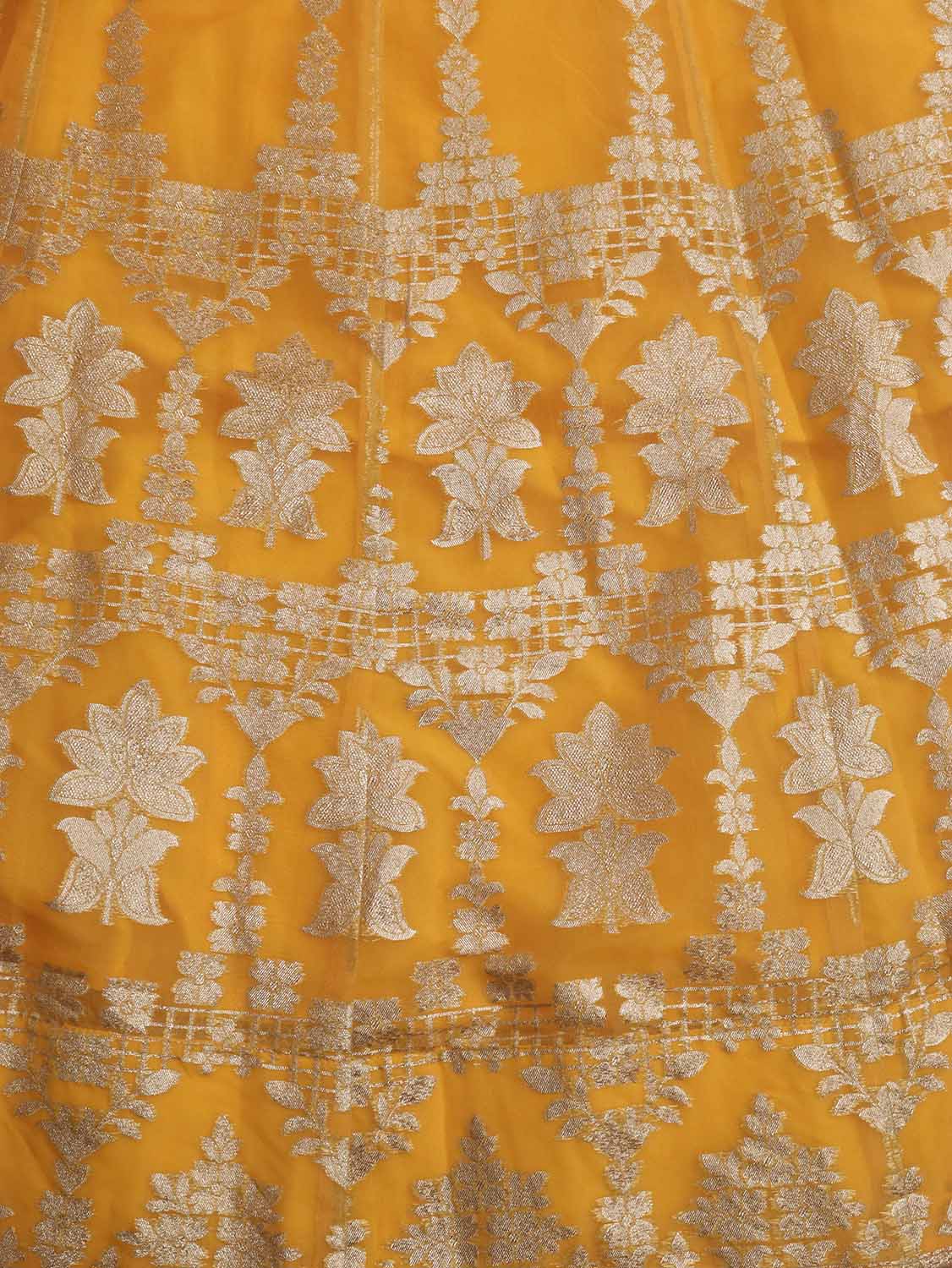 Yellow Handloom Banarasi Organza Silk Stitched Lehenga - Luxurion World