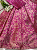 Pink Banarasi Katan Silk Lehenga — 21-Kalli Zari Weave, Wedding