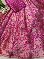 Pink Banarasi Katan Silk Lehenga — 21-Kalli Zari Weave, Wedding