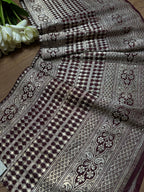 Brown Banarasi Handloom Vintage Pure Silk Border ( 1 Mtr ) - Luxurion World