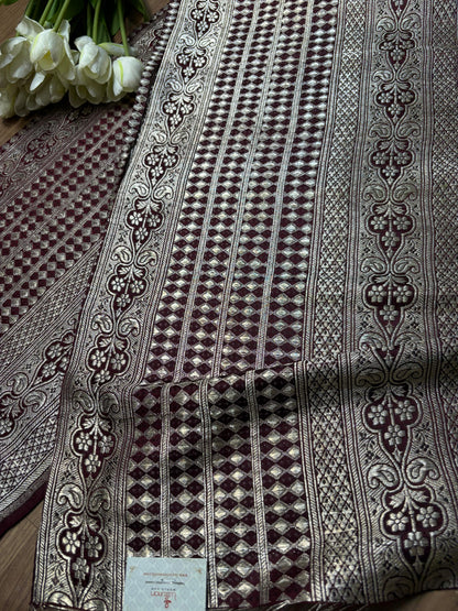 Brown Banarasi Handloom Vintage Pure Silk Border ( 1 Mtr ) - Luxurion World