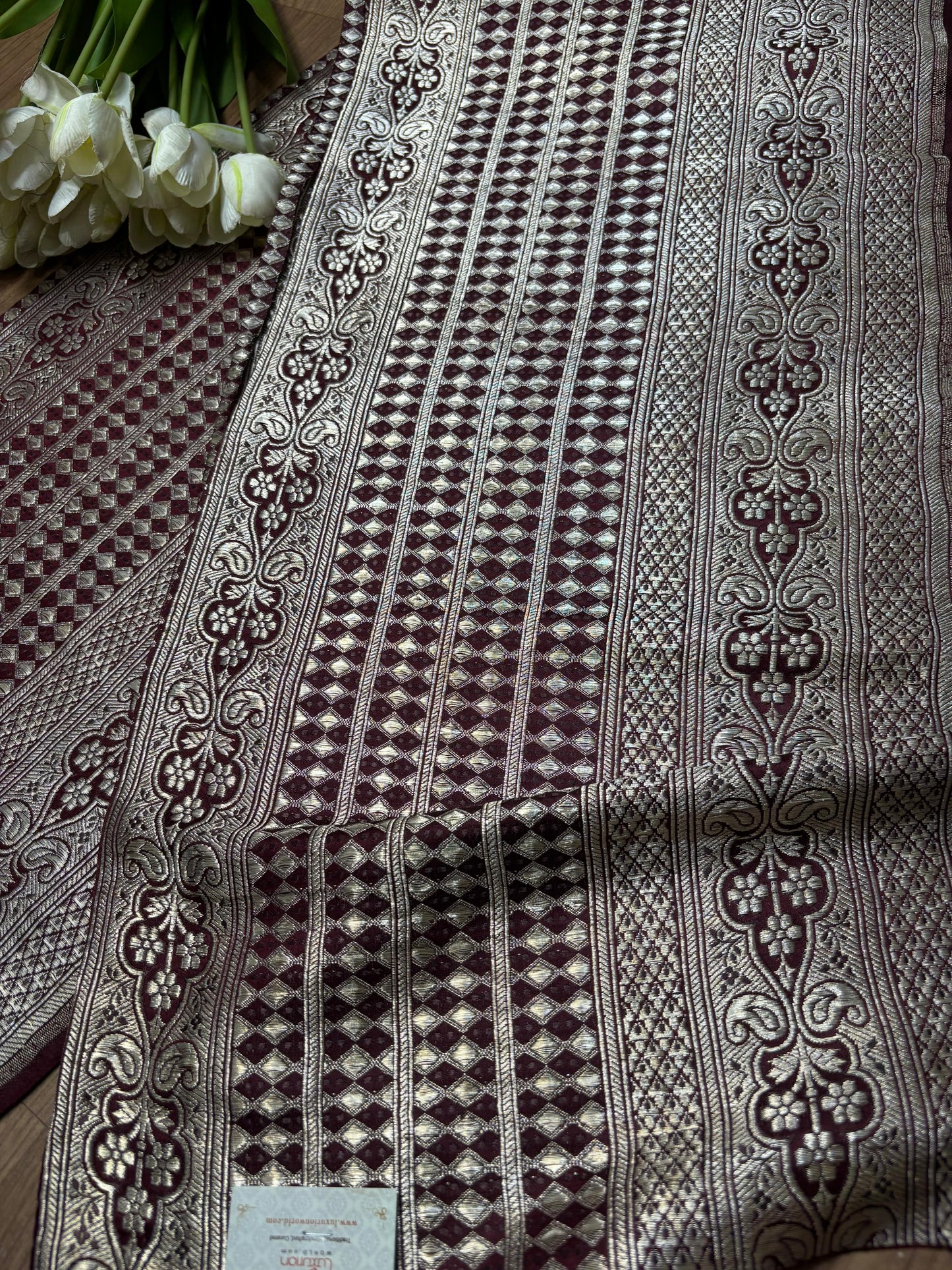 Brown Banarasi Handloom Vintage Pure Silk Border ( 1 Mtr ) - Luxurion World
