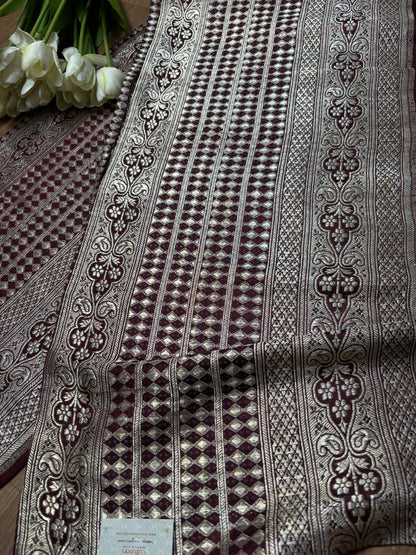 Brown Banarasi Handloom Vintage Pure Silk Border ( 1 Mtr ) - Luxurion World