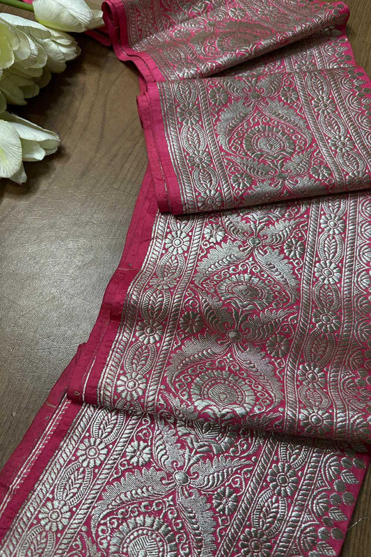 Pink Banarasi Handloom Vintage Pure Silk Border ( 0.5 Mtr ) - Luxurion World