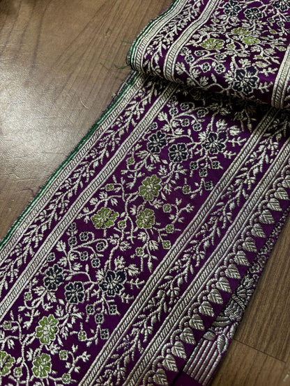 Purple Banarasi Handloom Vintage Pure Silk Border ( 1 Mtr ) - Luxurion World