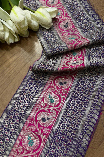 Purple Banarasi Handloom Vintage Pure Silk Border ( 0.75 Mtr ) - Luxurion World