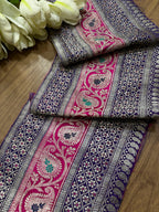 Purple Banarasi Handloom Vintage Pure Silk Border ( 0.75 Mtr ) - Luxurion World