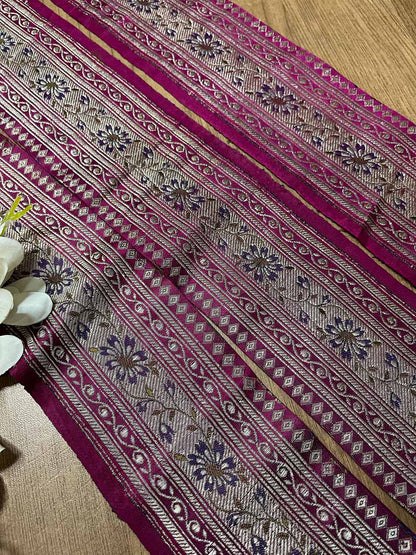 Exquisite Purple Banarasi Handloom Vintage Pure Silk Border ( 1 Mtr ) - Luxurion World