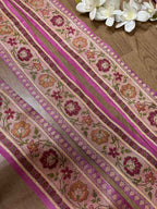Pink Banarasi Handloom Vintage Pure Silk Border ( 1 Mtr ) - Luxurion World