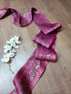Pink Banarasi Handloom Vintage Pure Silk Border ( 1 Mtr ) - Luxurion World