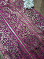 Pink Banarasi Handloom Vintage Pure Silk Border ( 1 Mtr ) - Luxurion World