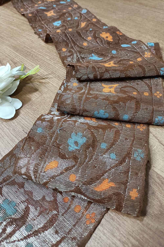 Brown Banarasi Handloom Vintage Pure Silk Border ( 1 Mtr ) - Luxurion World