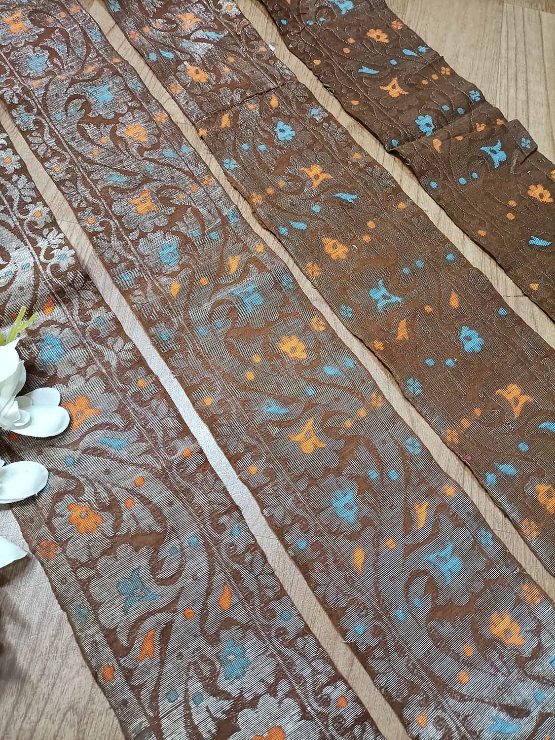 Brown Banarasi Handloom Vintage Pure Silk Border ( 1 Mtr ) - Luxurion World