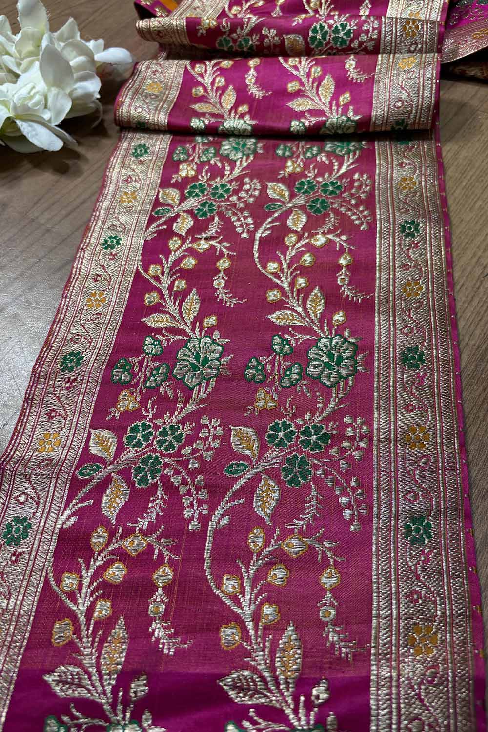 Pink Banarasi Handloom Vintage Pure Silk Border ( 1 Mtr ) - Luxurion World