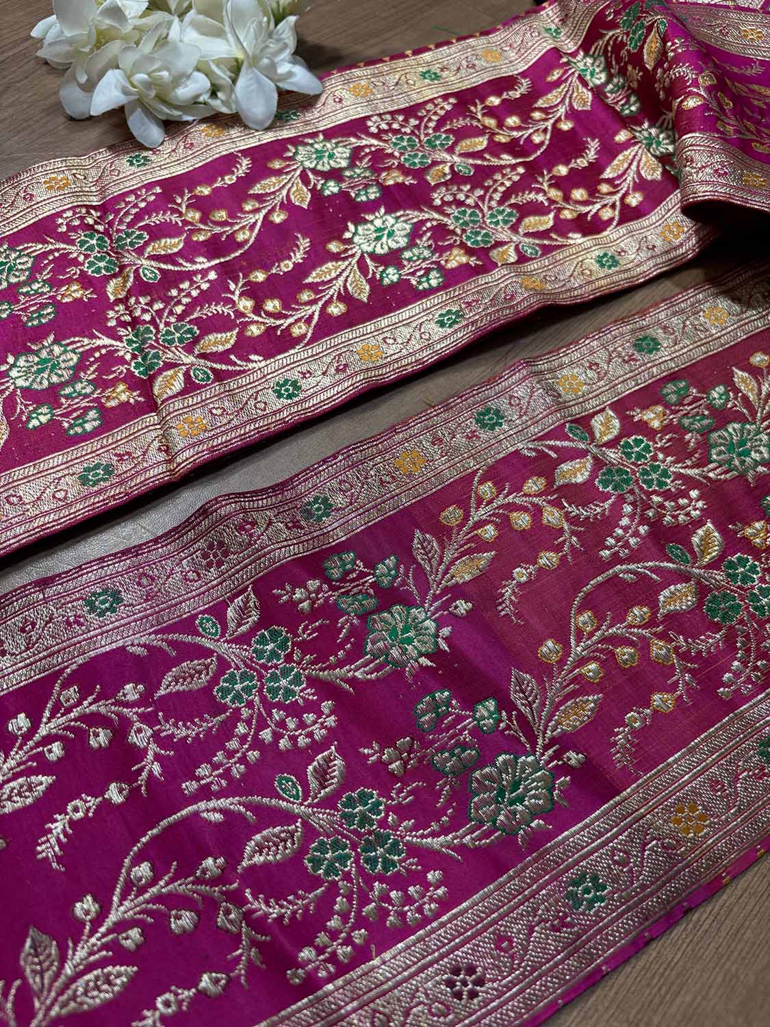 Pink Banarasi Handloom Vintage Pure Silk Border ( 1 Mtr ) - Luxurion World