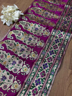 Exquisite Purple Banarasi Handloom Vintage Pure Silk Border ( 0.75 Mtr ) - Luxurion World