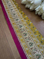 Yellow Banarasi Handloom Vintage Pure Silk Border ( 0.50 Mtr ) - Luxurion World