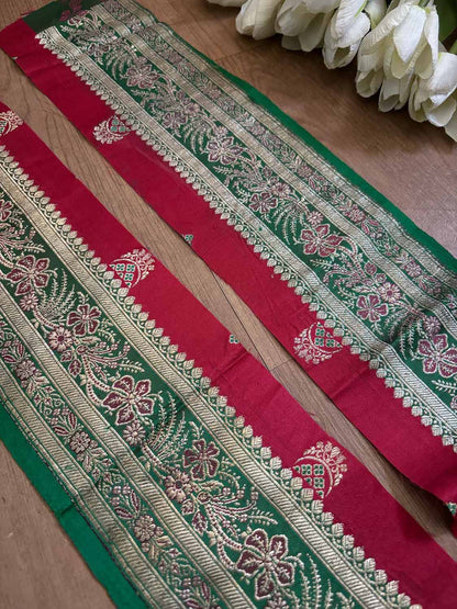 Green Banarasi Handloom Vintage Pure Silk Border ( 1 Mtr ) - Luxurion World