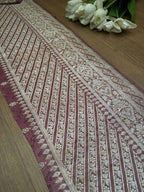 Pink Banarasi Handloom Vintage Pure Silk Border ( 1 Mtr ) - Luxurion World