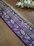 Blue Banarasi Handloom Vintage Pure Silk Border ( 0.75 Mtr ) - Luxurion World