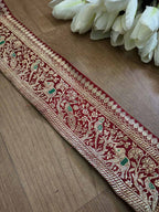 Maroon Banarasi Handloom Vintage Pure Silk Border ( 1.5 Mtr ) - Luxurion World