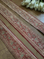 Maroon Banarasi Handloom Vintage Pure Silk Border ( 1 Mtr ) - Luxurion World