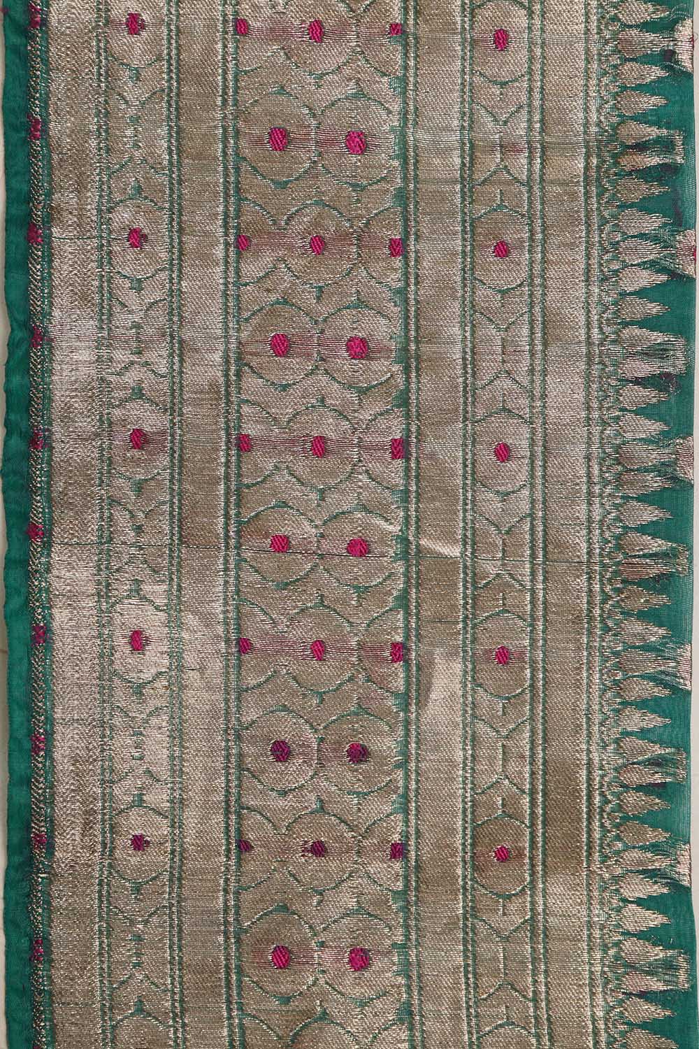 Green Banarasi Handloom Vintage Pure Silk Border ( 1 Mtr ) - Luxurion World
