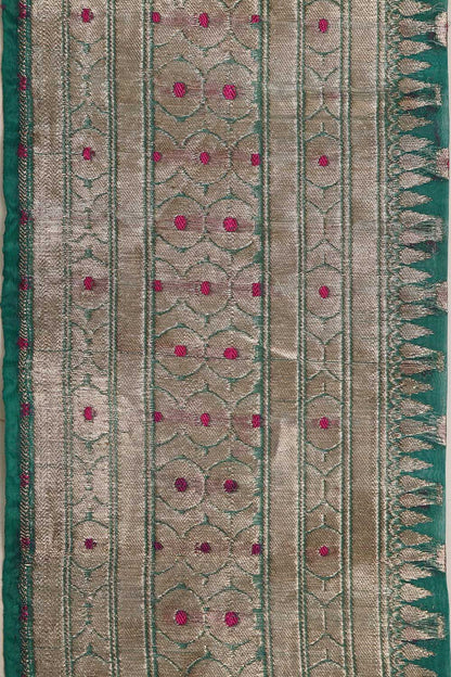 Green Banarasi Handloom Vintage Pure Silk Border ( 1 Mtr ) - Luxurion World