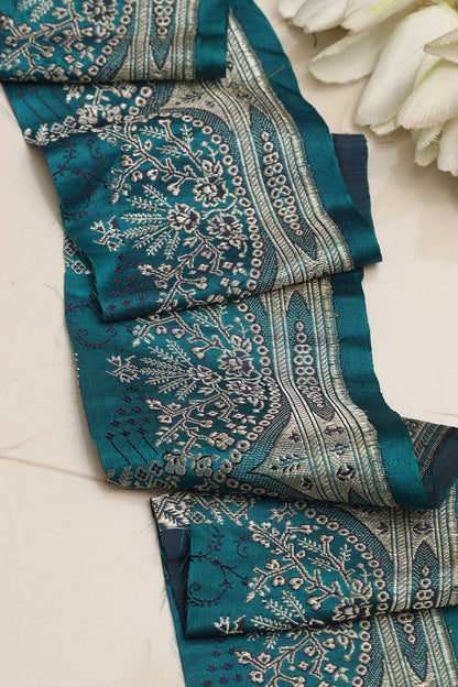 Blue Banarasi Handloom Vintage Pure Silk Border ( 1 Mtr ) - Luxurion World