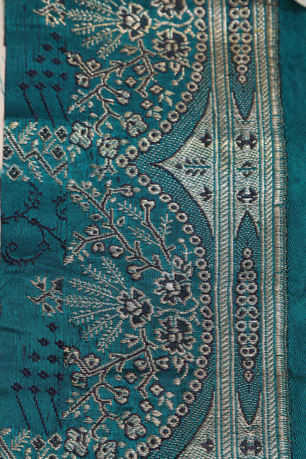 Blue Banarasi Handloom Vintage Pure Silk Border ( 1 Mtr ) - Luxurion World
