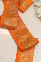 Orange Banarasi Handloom Vintage Pure Silk Border ( 1 Mtr ) - Luxurion World