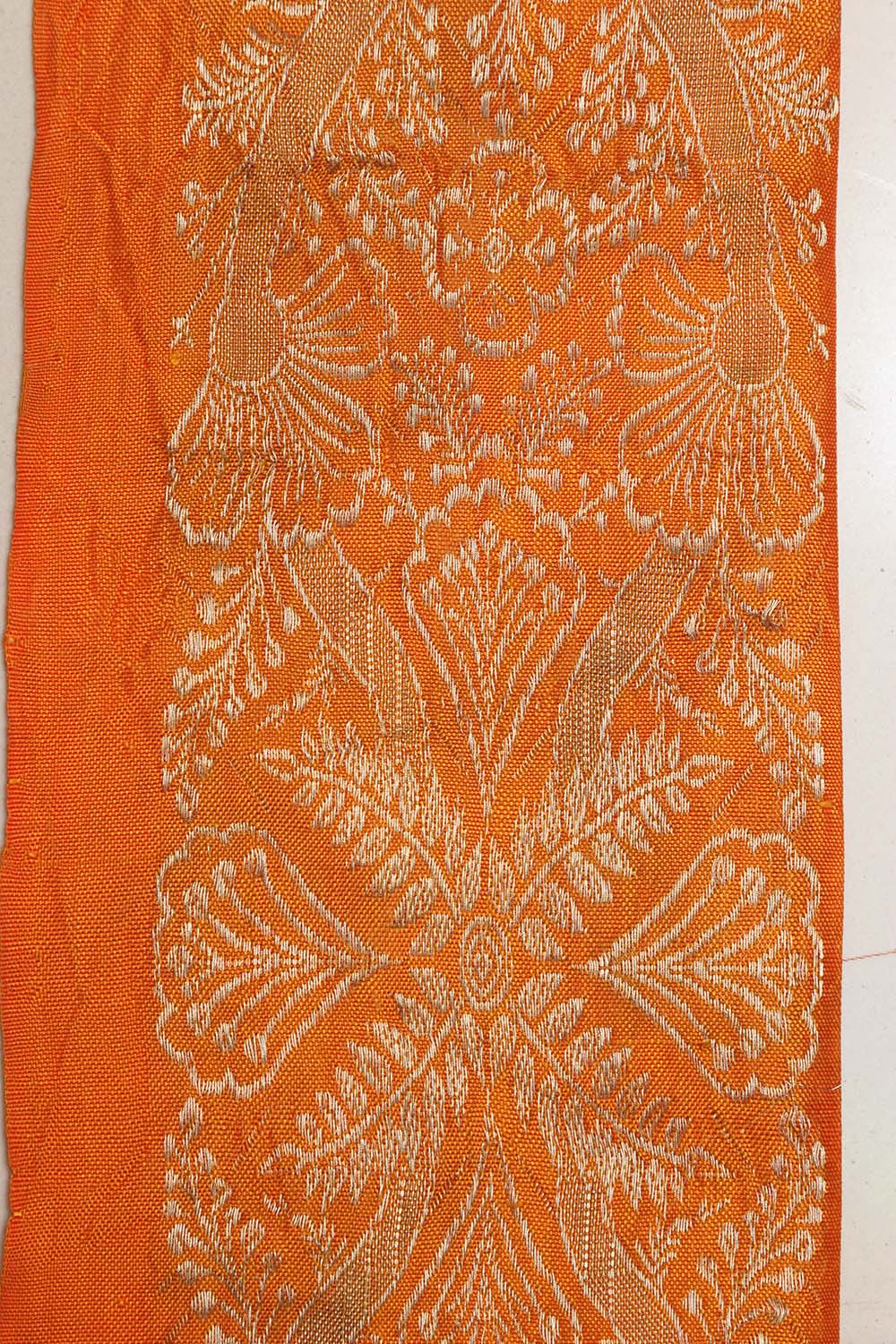 Orange Banarasi Handloom Vintage Pure Silk Border ( 1 Mtr ) - Luxurion World