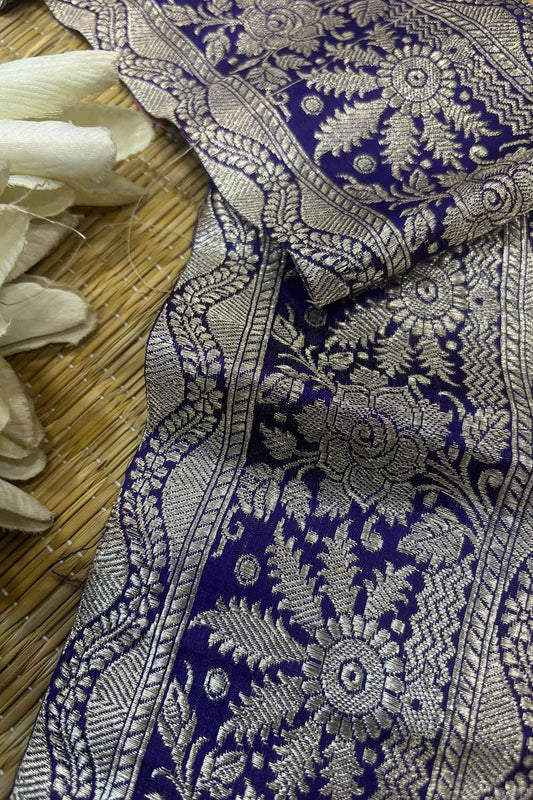 Exquisite Purple Banarasi Handloom Vintage Pure Silk Border ( 1 Mtr ) - Luxurion World