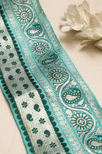 Blue Banarasi Handloom Vintage Pure Silk Border Lace ( 1 Mtr ) - Luxurion World