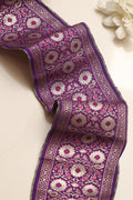 Exquisite Purple Banarasi Handloom Vintage Pure Silk Border Lace ( 1 Mtr ) - Luxurion World