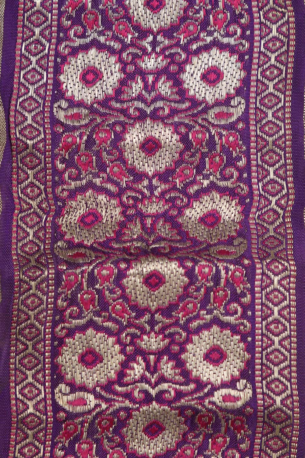 Exquisite Purple Banarasi Handloom Vintage Pure Silk Border Lace ( 1 Mtr ) - Luxurion World