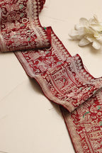 Red Banarasi Handloom Vintage Pure Silk Border Lace ( 1 Mtr ) - Luxurion World