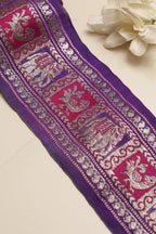 Exquisite Purple Banarasi Handloom Vintage Pure Silk Border Lace ( 1 Mtr ) - Luxurion World