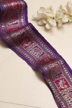 Exquisite Purple Banarasi Handloom Vintage Pure Silk Border Lace ( 1 Mtr ) - Luxurion World