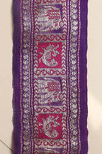 Exquisite Purple Banarasi Handloom Vintage Pure Silk Border Lace ( 1 Mtr ) - Luxurion World