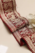 Maroon Banarasi Handloom Vintage Pure Silk Border Lace ( 1 Mtr ) - Luxurion World