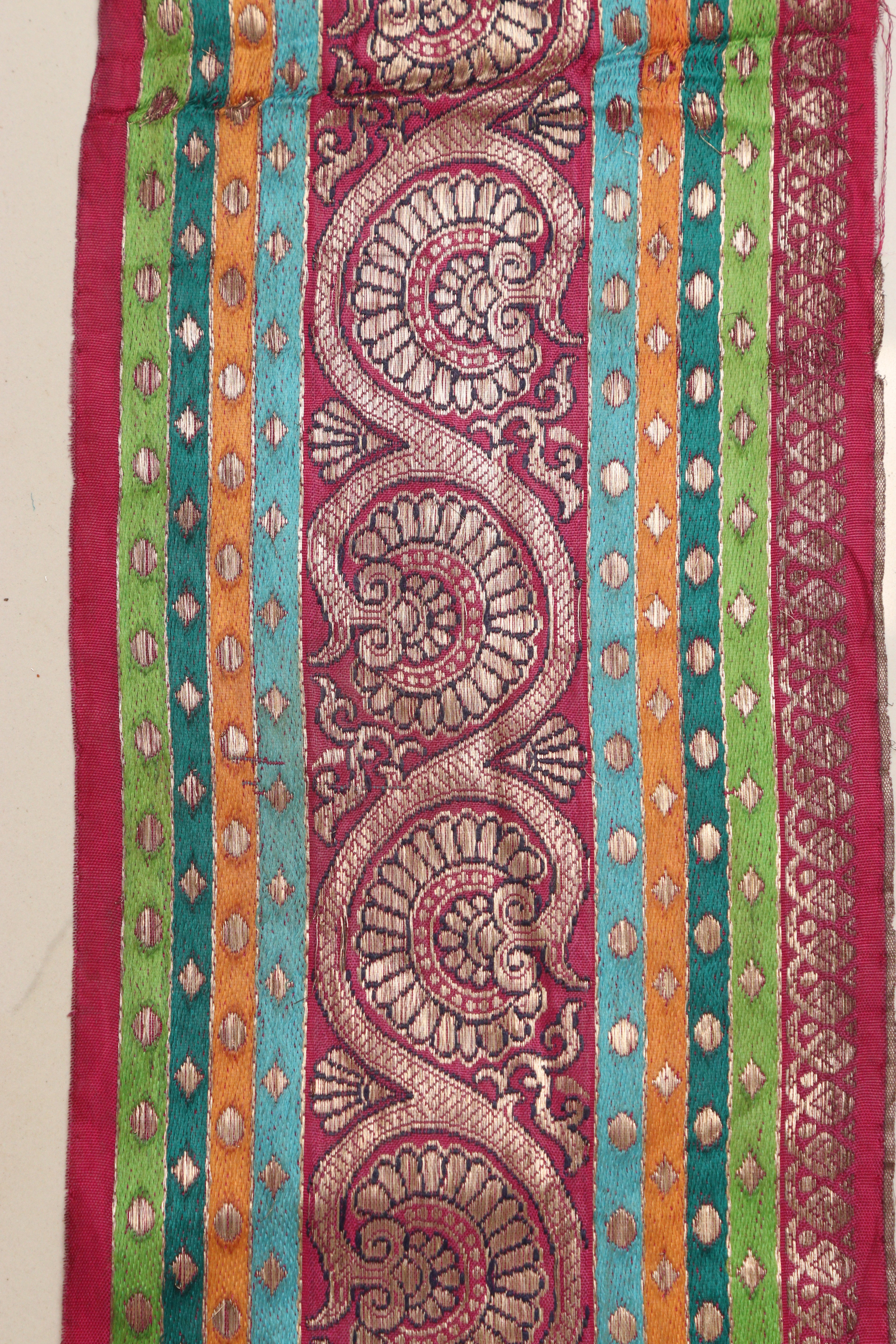 Multicolor Banarasi Handloom Vintage Pure Silk Border Lace ( 1 Mtr ) - Luxurion World