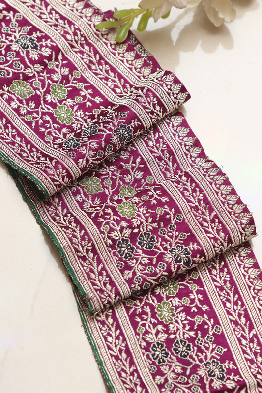 Exquisite Purple Banarasi Handloom Vintage Pure Silk Border Lace ( 1 Mtr ) - Luxurion World
