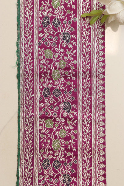 Exquisite Purple Banarasi Handloom Vintage Pure Silk Border Lace ( 1 Mtr ) - Luxurion World