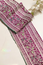 Exquisite Purple Banarasi Handloom Vintage Pure Silk Border Lace ( 1 Mtr ) - Luxurion World